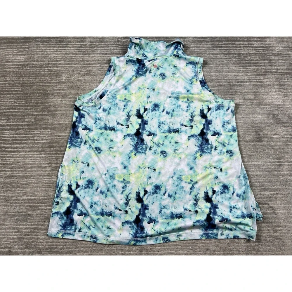Livi Active Women's Tie-Dye Tank Top in Blue, Aqua, Navy, Lime - Picture 6 of 10